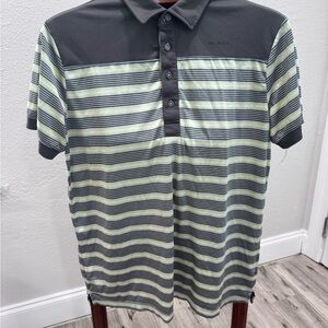 SLIGO Men’s Grey and  Yellow Striped Performance Polo